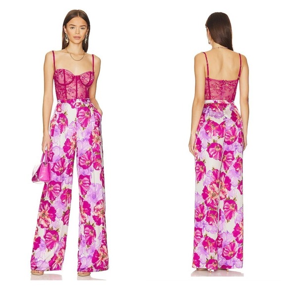 Revolve Katie May Floral Tink Jumpsuit Sleeveless Magenta Poppy Size XS NWT